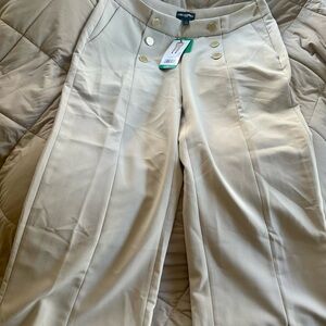 Karl Lagerfeld Cream Button-Detail Trousers
